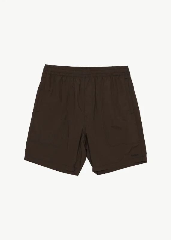 AFENDS Mens Baywatch - Swim Shorts 18" - Coffee