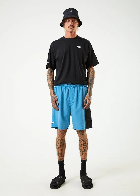 AFENDS Mens Polar - Elastic Waist Spray Shorts - Dark Teal