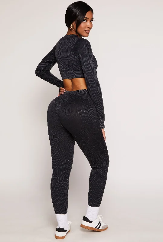 Daisy Ribbed Knit High Waist Leggings