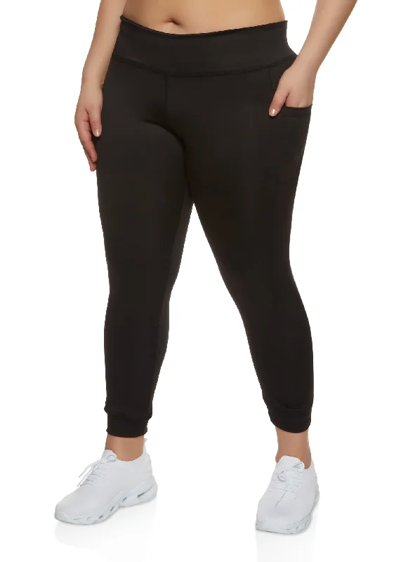 Plus Size Cell Phone Pocket Active Leggings