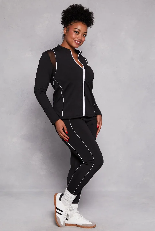 Plus Size Contrast Trim Active Leggings