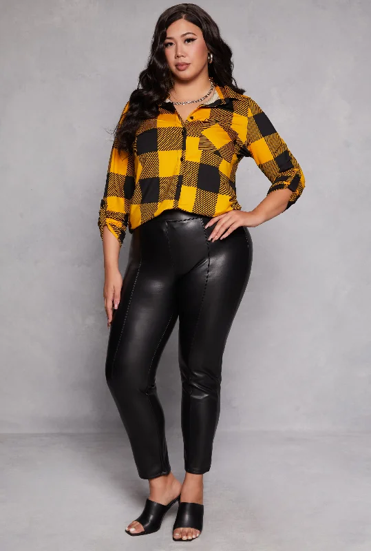 Plus Size Faux Leather High Waisted Leggings