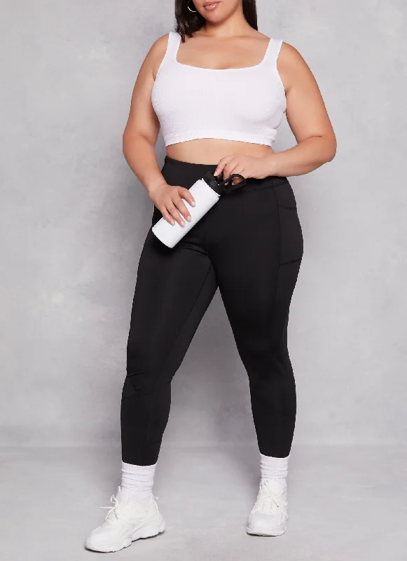 Plus Size Side Pocket High Waist Leggings