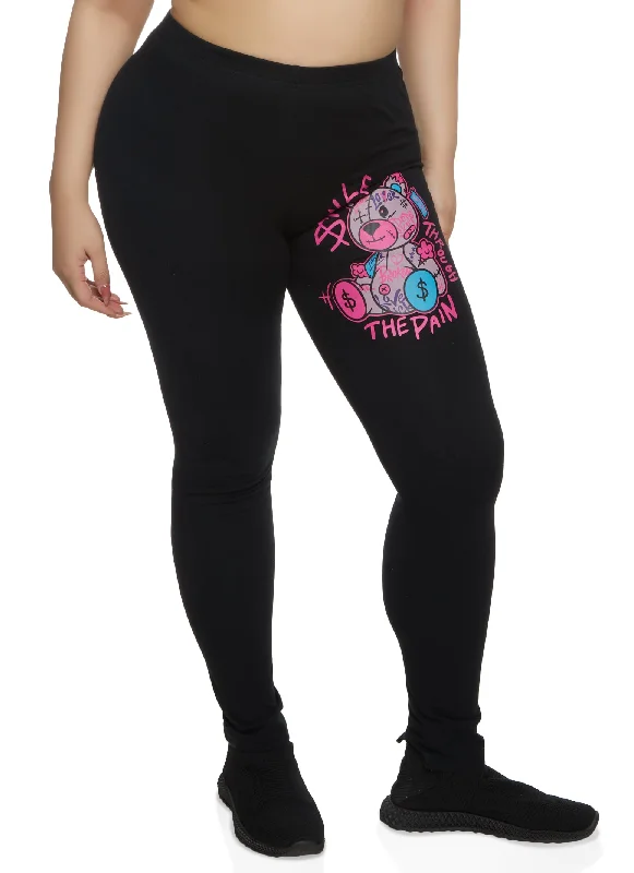 Plus Size Smile Through The Pain Graphic Leggings