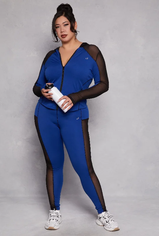 Plus Size Mesh Insert Active Leggings