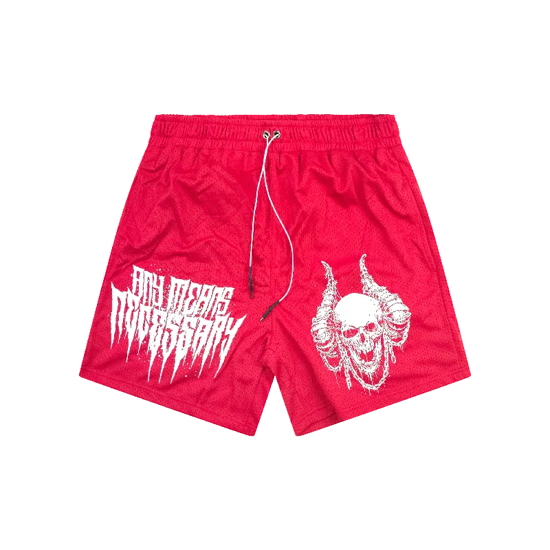 Chains Mesh Shorts Red