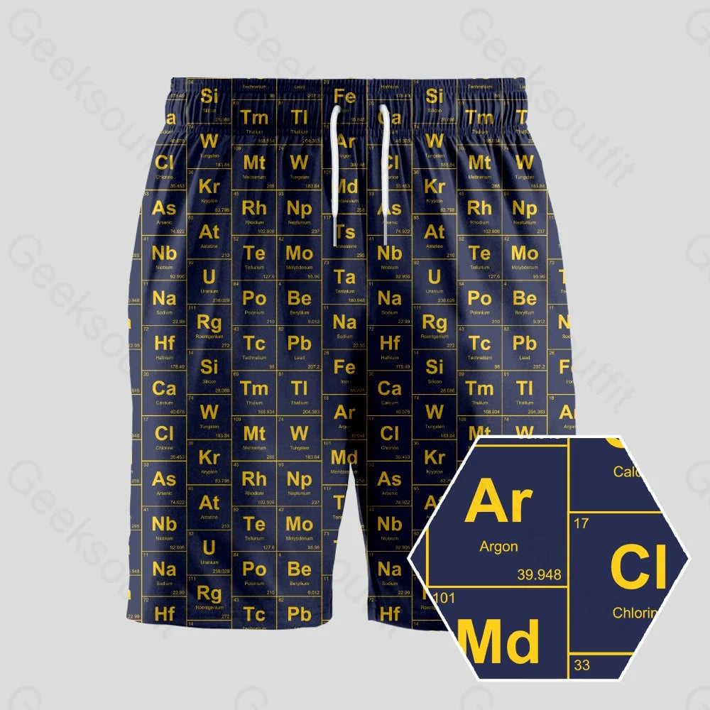 Chemical Elements Navy Geeky Drawstring Shorts