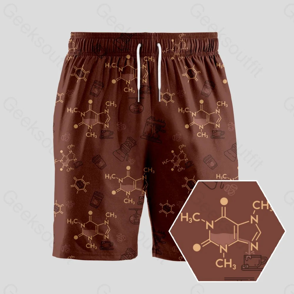 Chemical Formula of Caffeine Geeky Drawstring Shorts