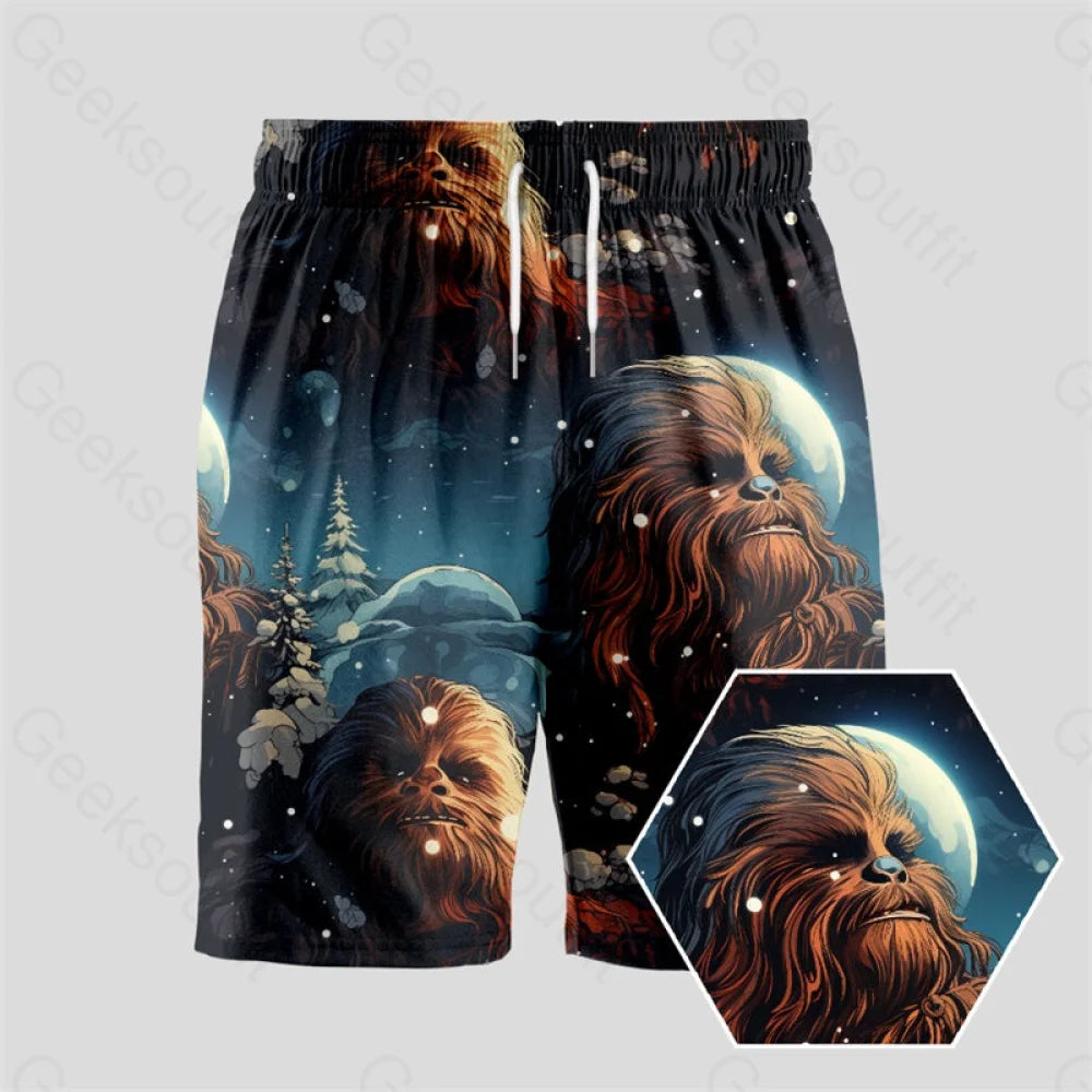 Christmas Chewbacca Geeky Drawstring Shorts