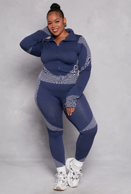 Plus Size Seamless Two Tone Leggings