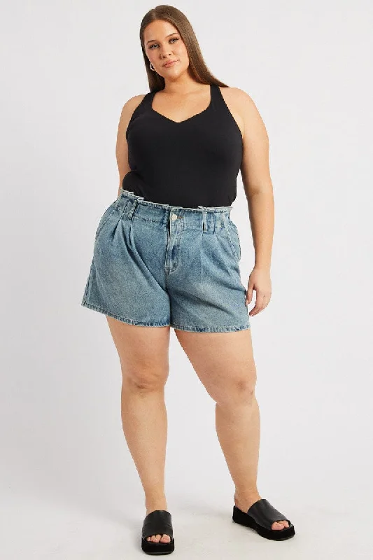 Denim Relaxed Shorts High Rise