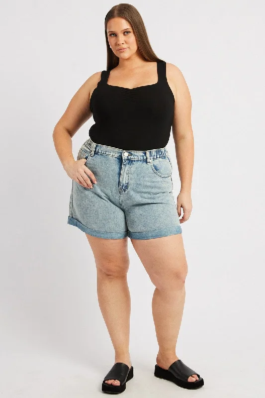 Denim Relaxed Shorts High Rise