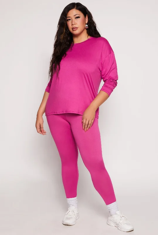 Plus Size Basic High Waisted Leggings