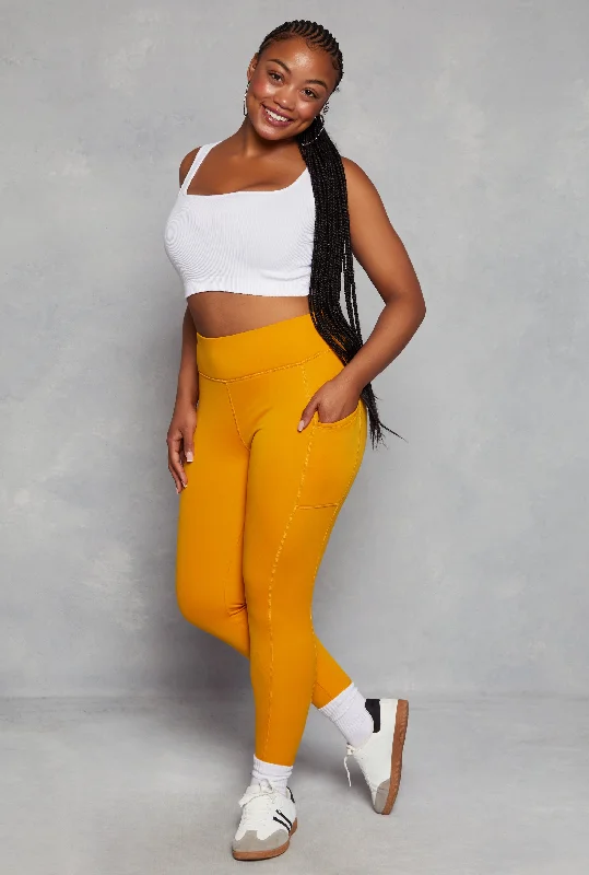 Plus Size High Waist Cell Phone Pocket Leggings