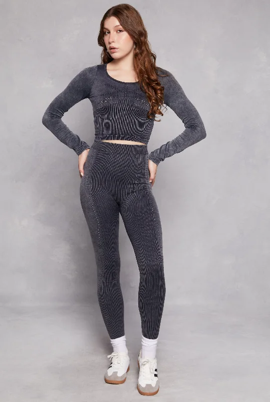 Seamless Rib Knit Laser Cut Leggings