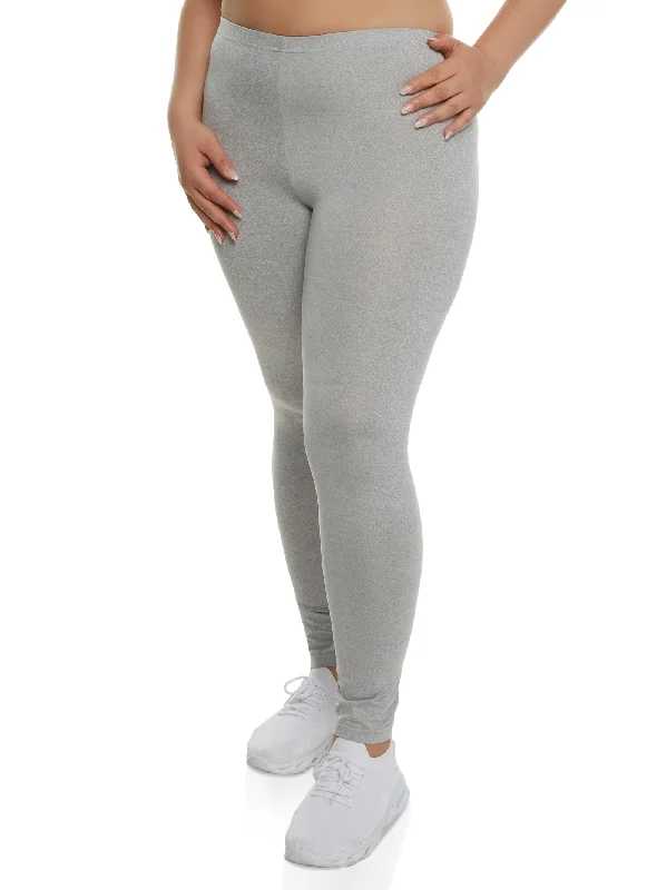 Plus Size Solid High Waisted Leggings