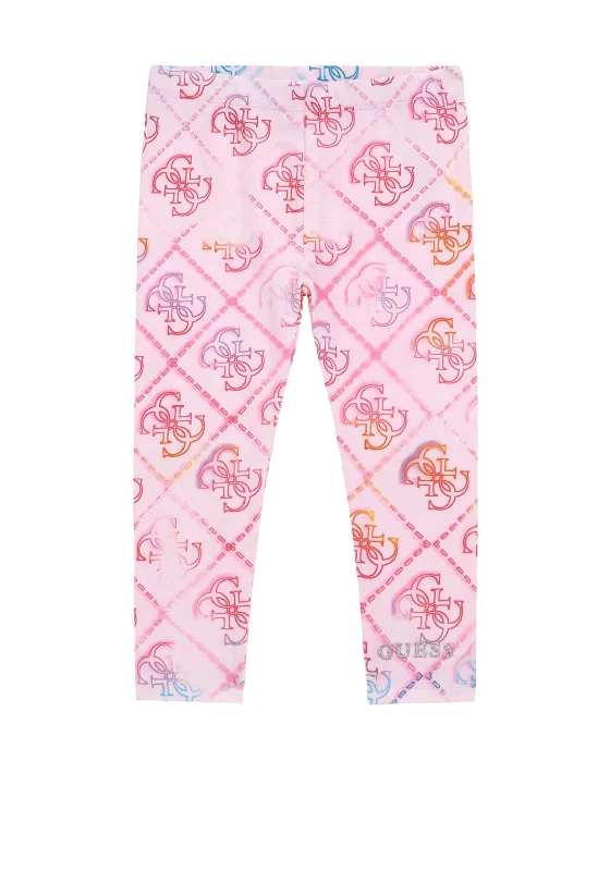 Guess Mini Girls Logo Print Legging, Pink Multi