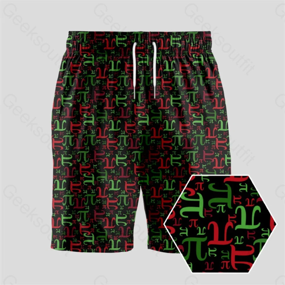 Math Christmas PI Geeky Drawstring Shorts