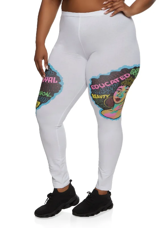 Plus Size High Waisted Melanin Graphic Leggings