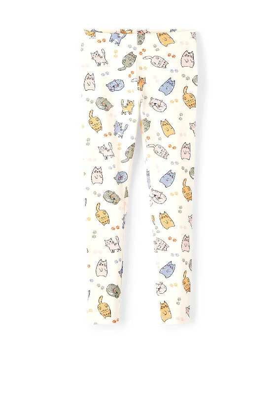 Name It Mini Girl Tone Cat Print Leggings, Buttercream