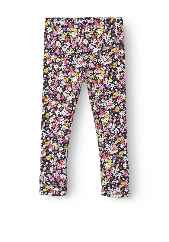 Name It Mini Girl Daffodil Floral Legging, Dark Sapphire