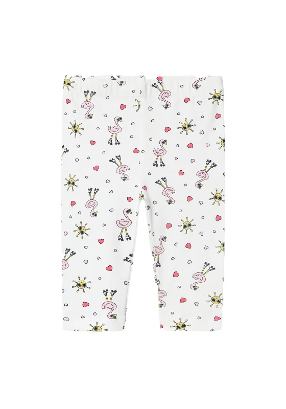 Name It Baby Girl Vivian Capri Flamingo Legging, Bright White