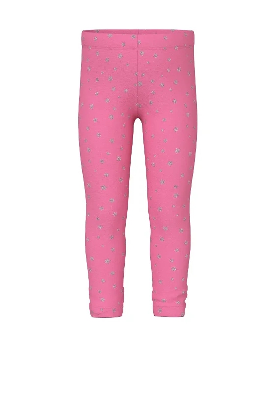 Name It Mini Girl Vivian Glitter Legging, Pink Cosmos