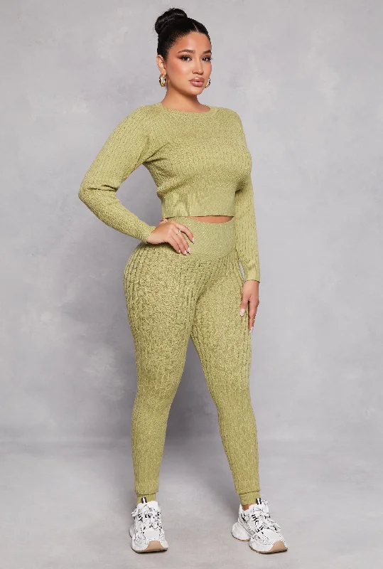 Daisy Cable Knit High Waist Leggings