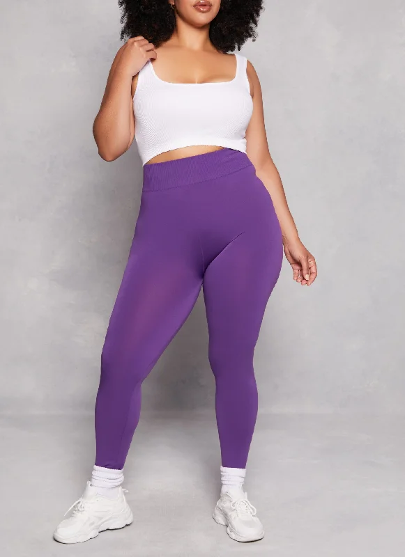 Plus Size Seamless Wide Waistband Leggings