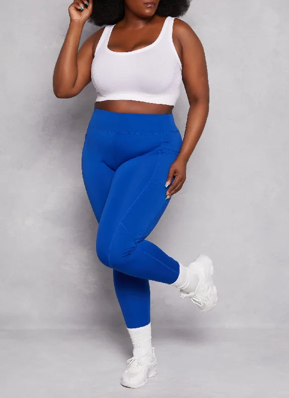 Plus Size Mesh Pocket Detail Leggings