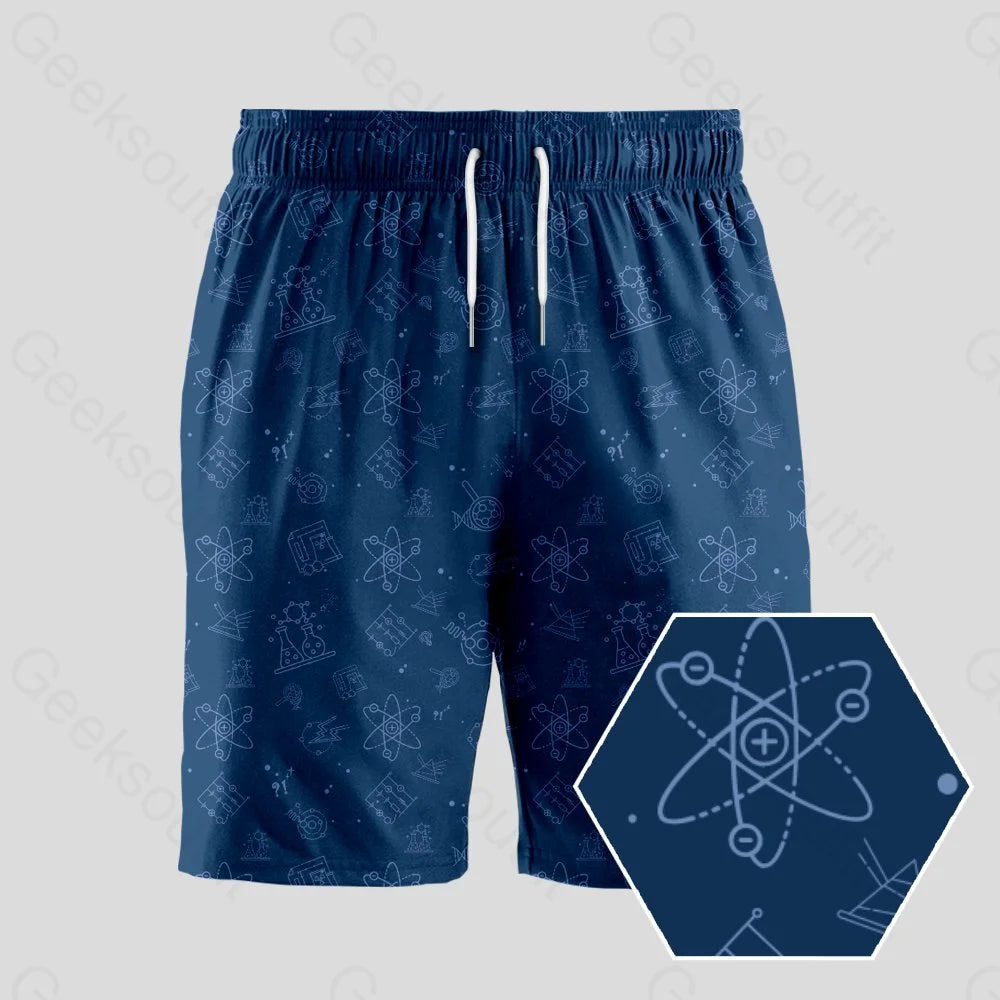 Science Lab Navy Blue Geeky Drawstring Shorts