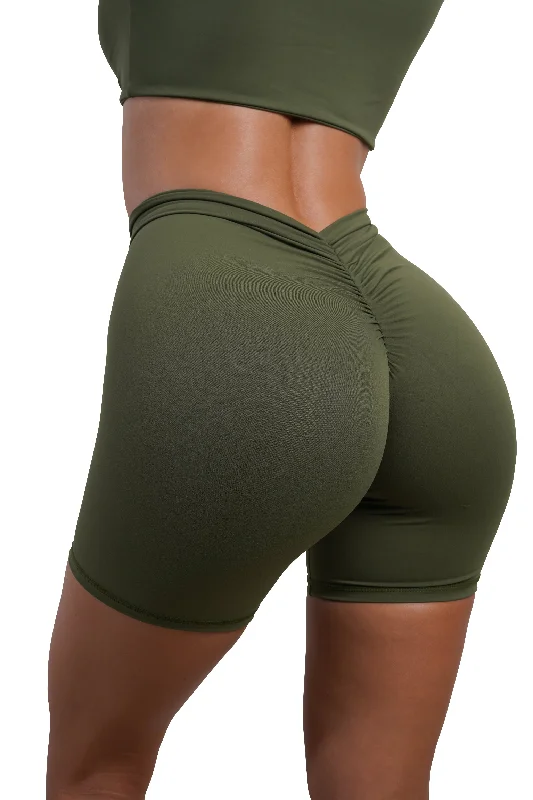 SCULPT V-BACK SHORTS - OLIVE GREEN