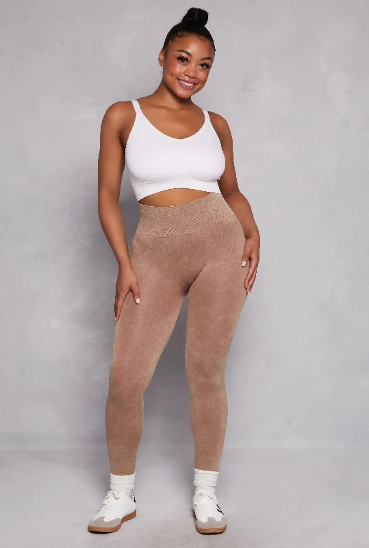 Plus Size Acid Wash High Waist Leggings