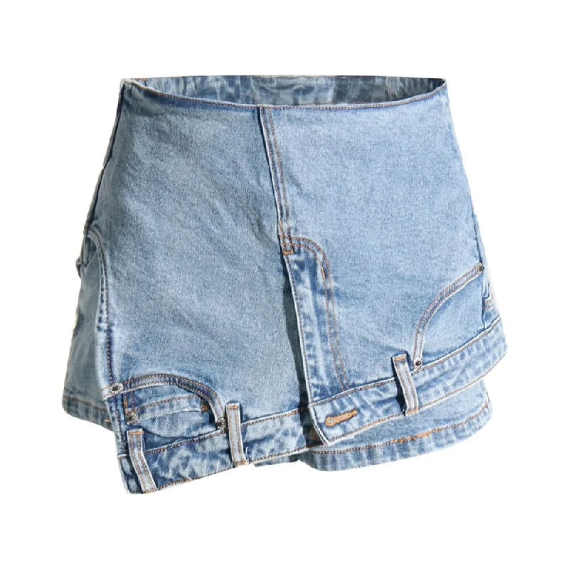 The Genie High Waist Denim Shorts - Blue