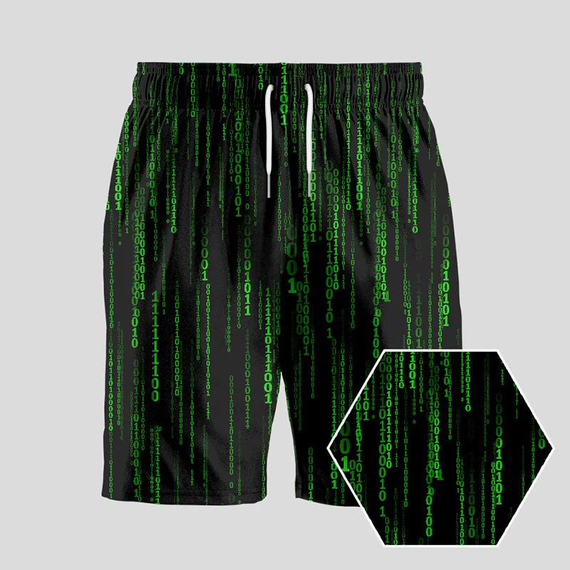 The Matrix Black Green Design Art Geeky Drawstring Shorts