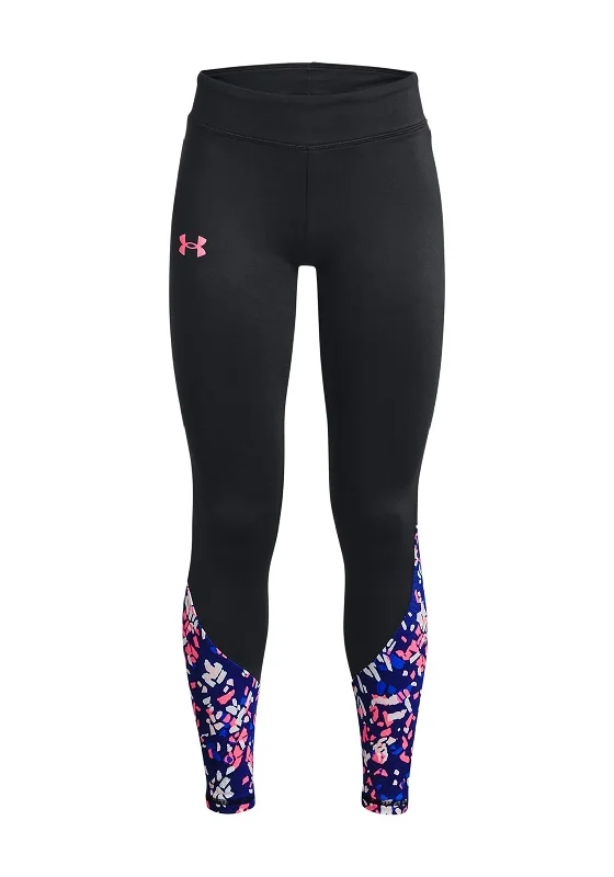 Under Armour Girls Cold Gear Leggings, Black & Punk Pink