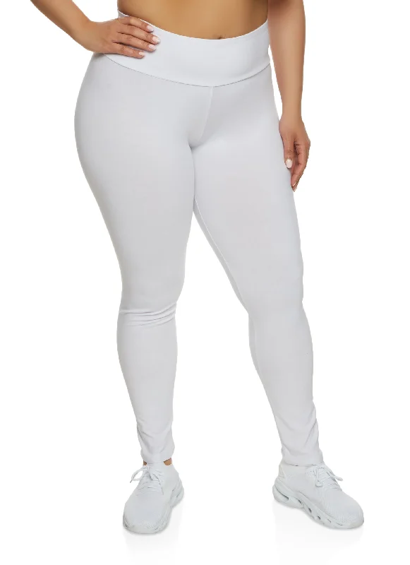 Plus Size Basic Waistband High Waist Leggings