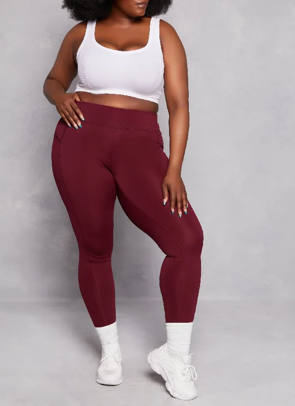 Plus Size High Waist Zip Pocket Leggings