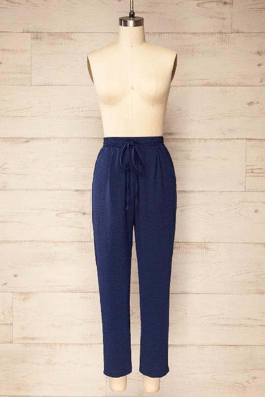 Alycia Navy | Flowy Straight-Leg Pants