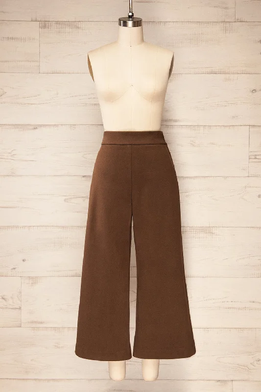 Auckland Brown | Cropped Felt Wide-Leg Pants