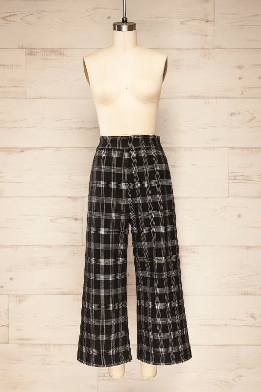 Auckland | Cropped Plaid Felt Wide-Leg Pants