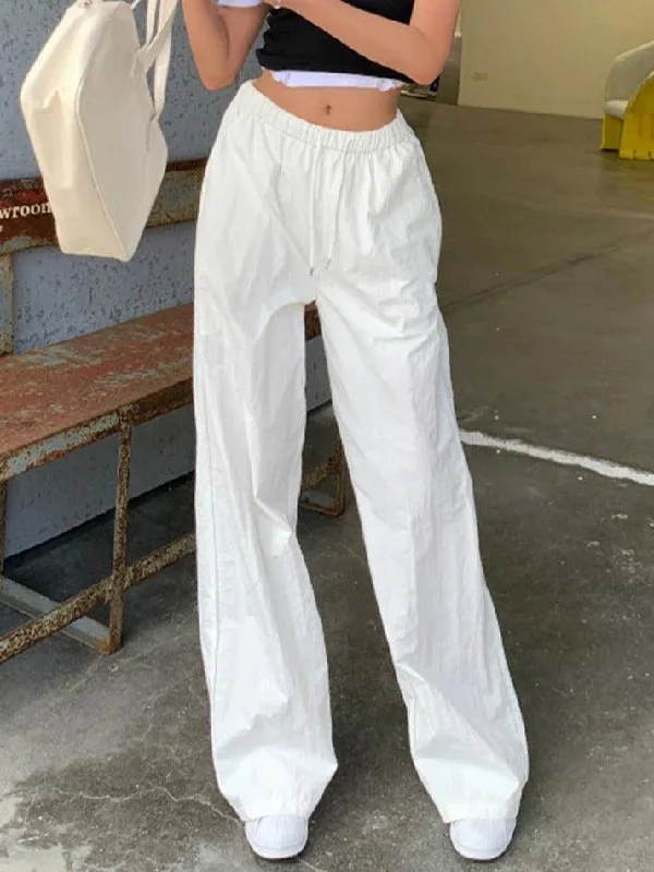 Drawstring Loose Cargo Wide Leg Pants