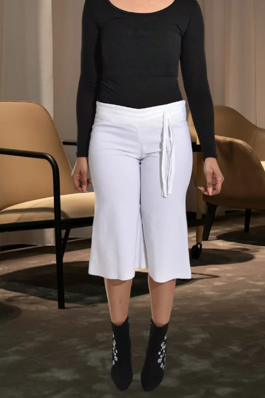 White Wide Leg Capri Pants