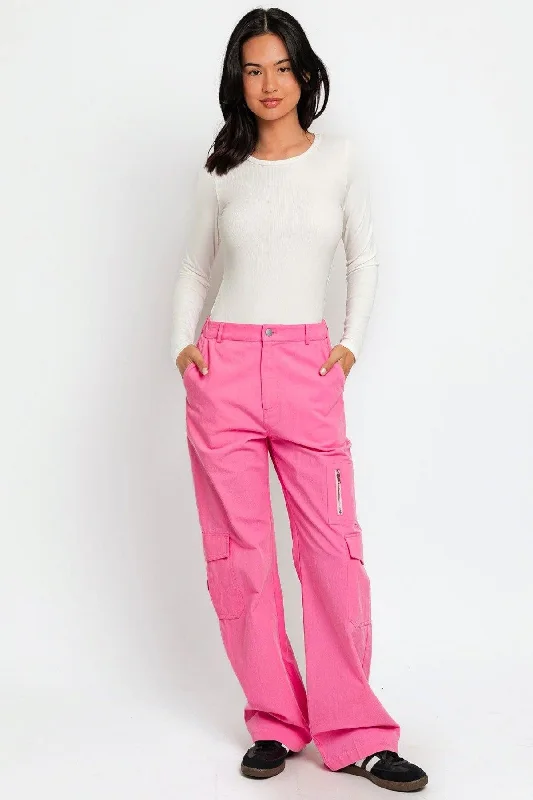 High Waisted Wide Leg Pockets Cargo Pants