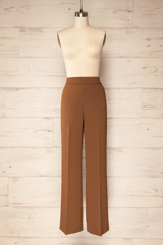 Kampala | Brown High-Waisted Wide-Leg Pants