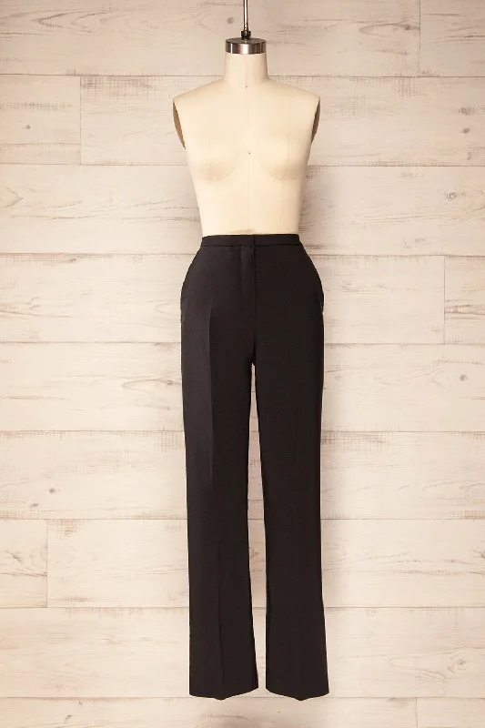 Kokola Black | High-Waisted Straight Leg Pants