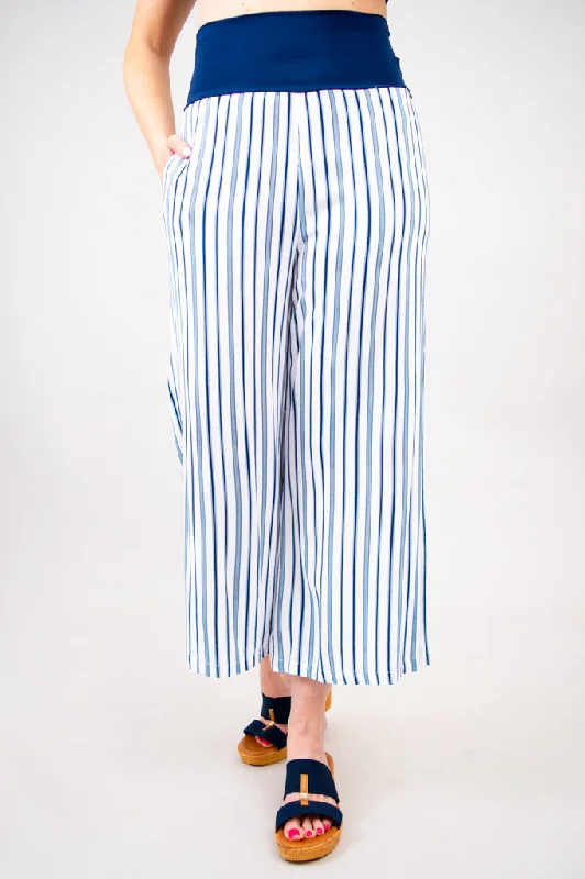 Landon Capri, Indigo Stripe, Bamboo Linen