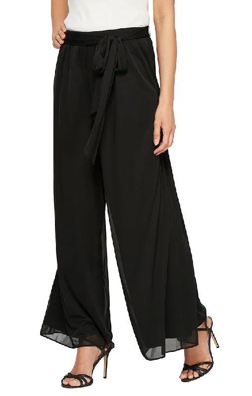 Wide Leg Mesh Pant with Tie Belt