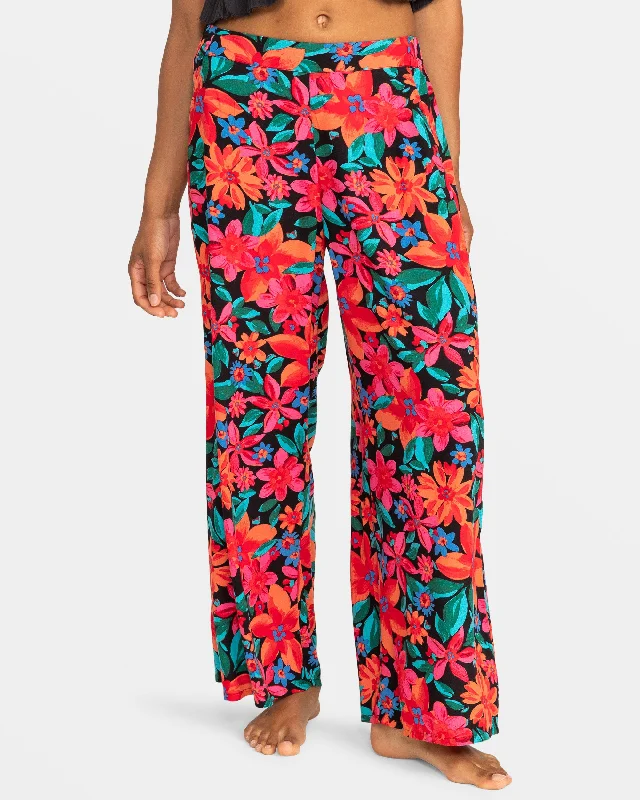 Midnight Avenue Wide Leg Printed Pants - Anthracite Floral Fiesta