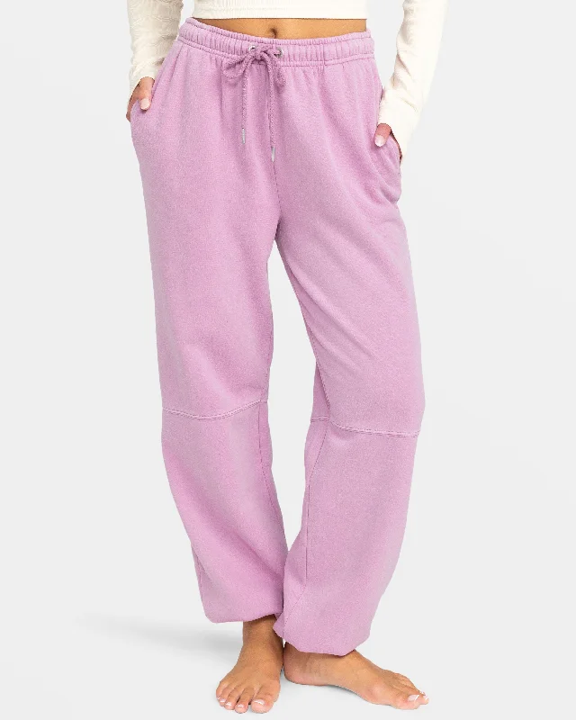 Oasis Haze Elastic Waist Pants - Mauve Orchid